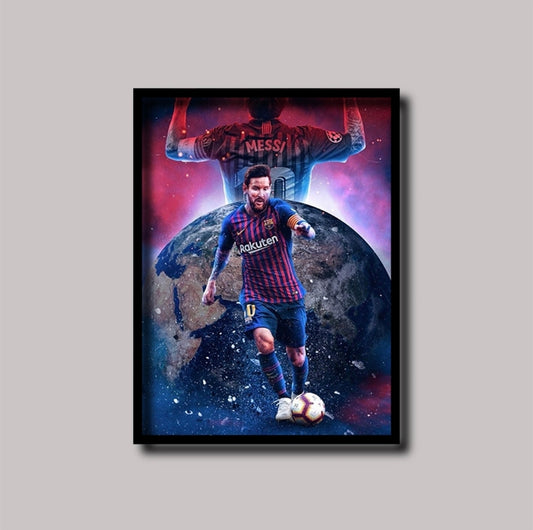 Glossy Aluminum Frame Messi Cosmic Football Edition